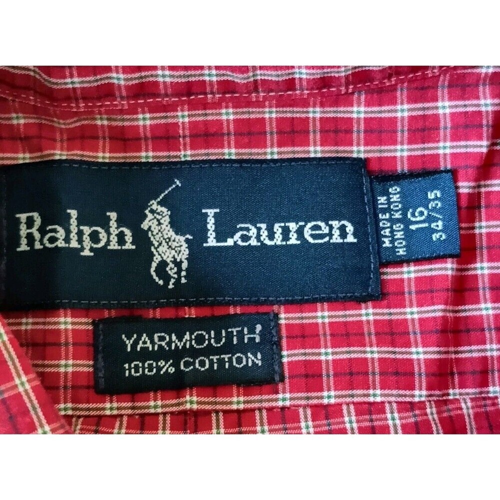 Polo Ralph Lauren Yarmouth Button Up Shirt Men's 16 34/35 Red Plaid Long Sleeve - Picture 4 of 7
